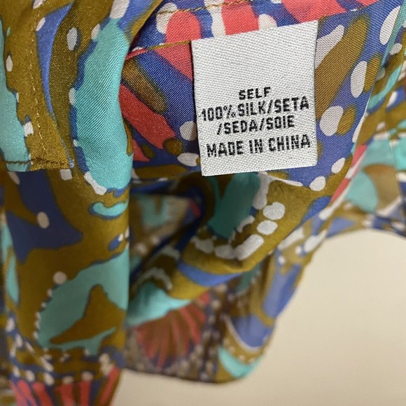 NWT Tibi NY 100% silk multicolor 3/4 sleeve sheer tunic top beach cover up sz M - Picture 9 of 9